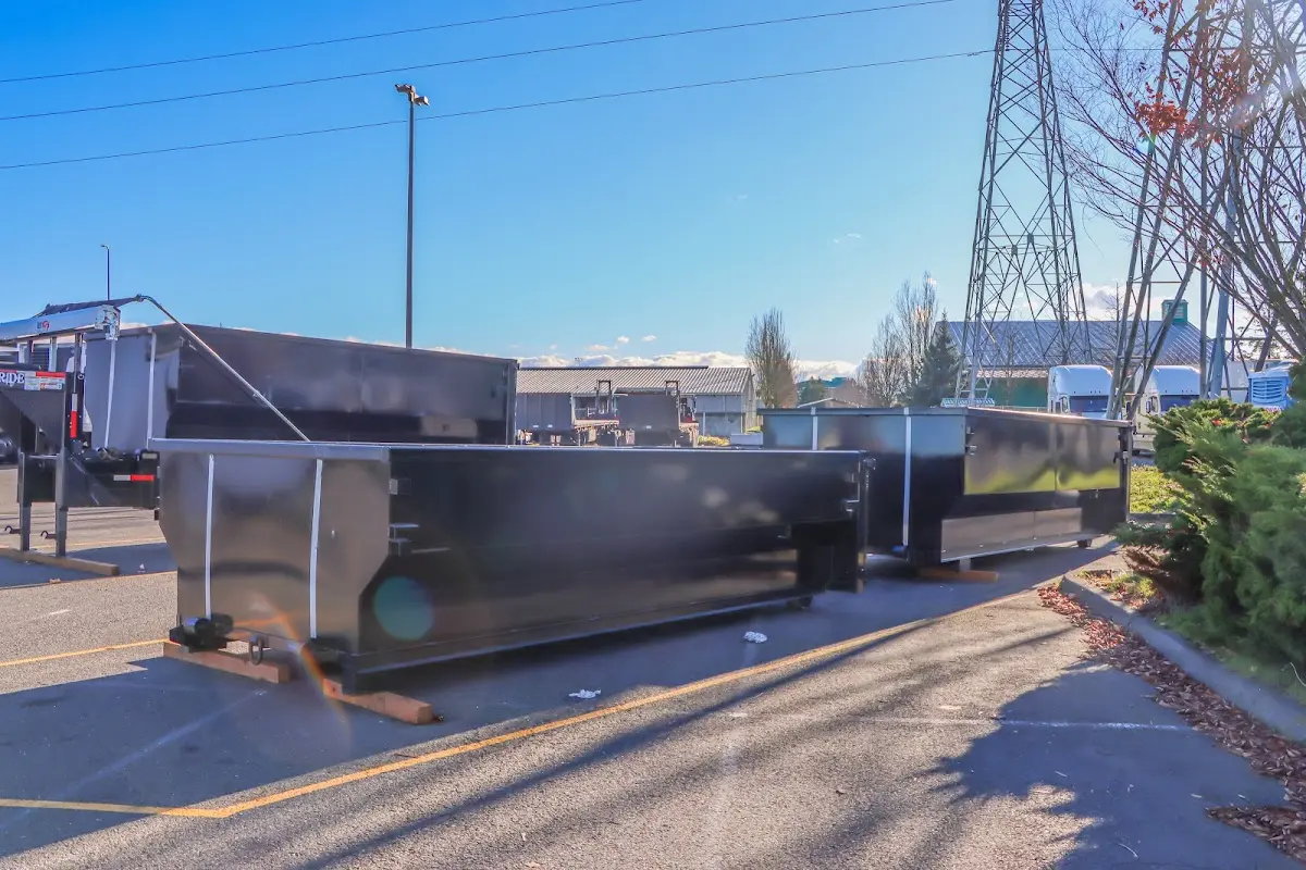 Roll-off dumpster ready for waste disposal at job site for 4 Yard Dumpster Rental in Seminole